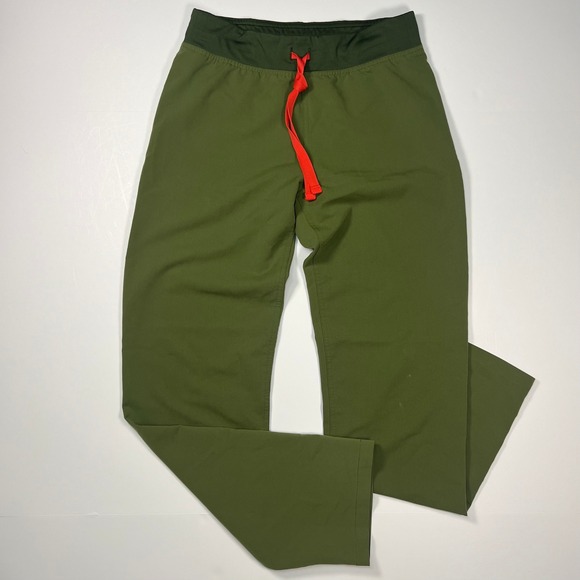 Figs Other - FIGS Scrub Pants Women XS Olive Green Straight Leg Red Drawstring